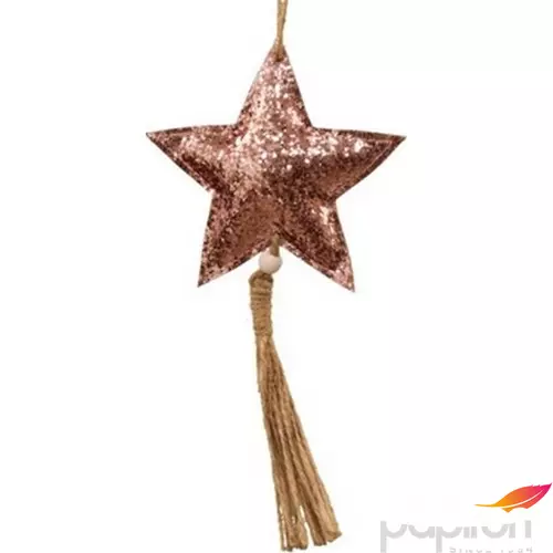 Karácsonyi dekoráció csillag21 glitteres,akasztós textil 11cm pink