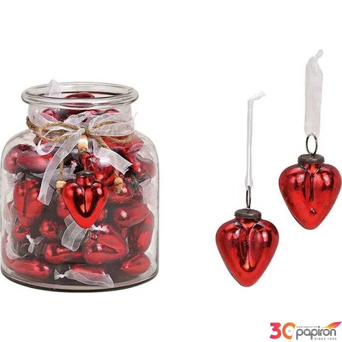 Karácsonyi 6cm dísz 20 3x5x4cm piros vastag üvegből készült exkluzív különleges termék