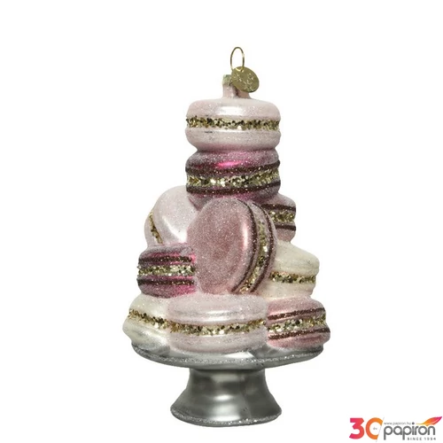 Karácsonyi fenyődísz 24' macaron torta , arany glitteres 8x8x8 8cmx8cmx14cm sdkae