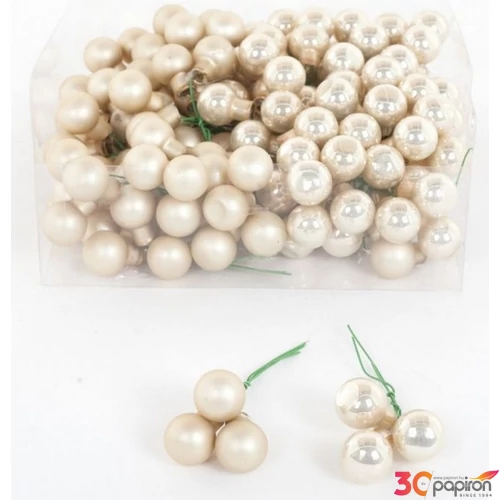 Karácsonyi 2cm gömb pezsgő fényes matt s/144 üveg 3db/fonat