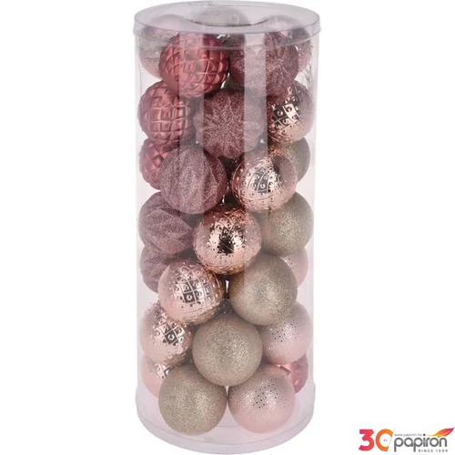 Karácsonyi gömb 6cm 35db/set, pink kpm