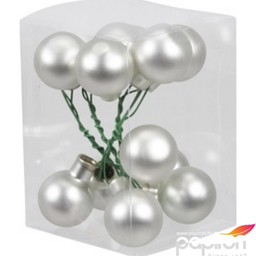 Karácsonyi 2,5cm gömb drótos 2 üveg betűzős ezüst matt