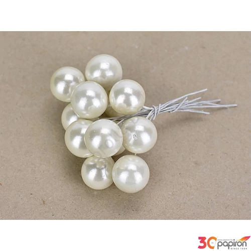 Karácsonyi gyöngy pick 1, 8cm Gyöngy betűzős gyöngyház fehér 12db/csomag [5998997714794]