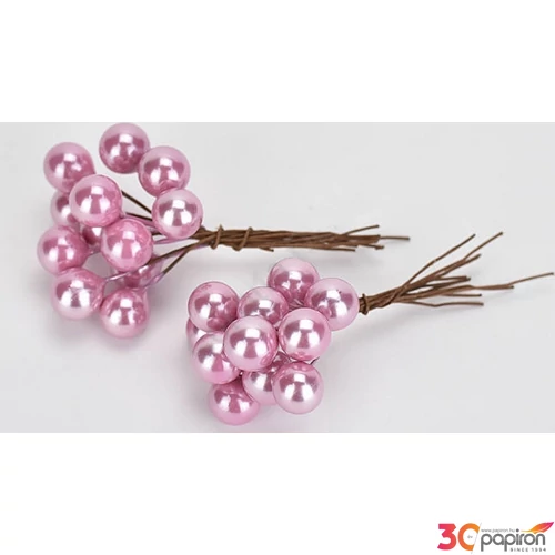 Karácsonyi gyöngy pick 1cm Gyöngy betűzős rózsaszín 24db/csomag [5998997714756]