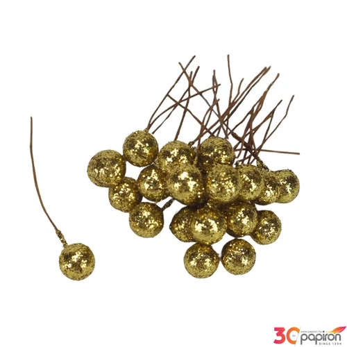 Karácsonyi gyöngy pick 1cm Gyöngy betűzős arany 24db/csomag