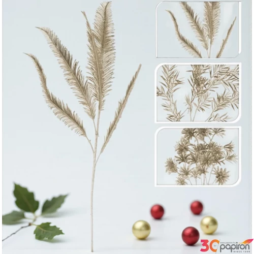 Karácsonyi pick dekor '24 Dísznövény 3 féle pezsgő 82cm ág Glitter kpm
