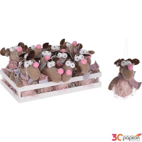 Karácsonyi rénszarvas figura 8x15cm 2féle mintával kézzel varrott textil figura