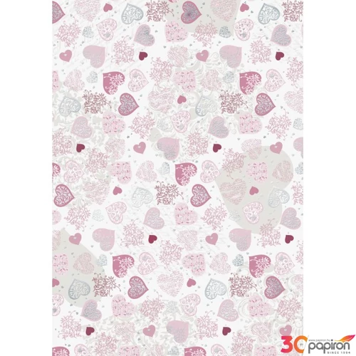 Karton HEYDA A/4 200g Hearts nagy piros szívek  20477 