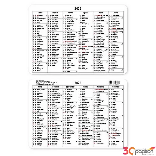 Kártyanaptár névnapos 2026  P4111-0226