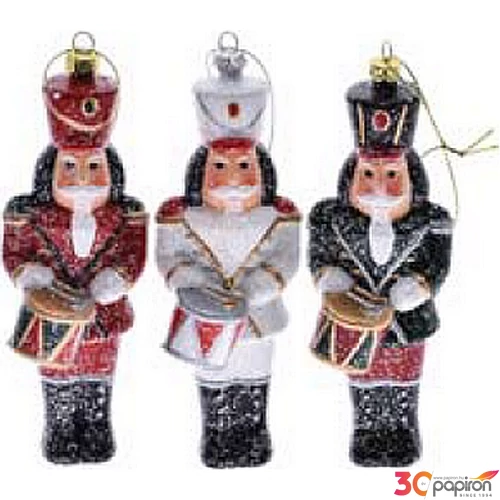 Karácsonyi katona akasztós 5, 8x5,5x15cm piros/fehér/zöld műanyag glitterdekorral dekor trend 2018