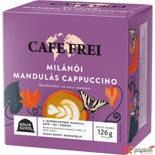 Kávékapszula Dolce Gusto kompatibilis 9db CAFE FREI Milánói mandulás cappuccino