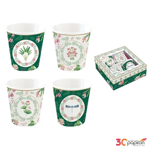Pohár kávés kávéspohár Botanic chic porcelán 4db-os 100ml , dobozban