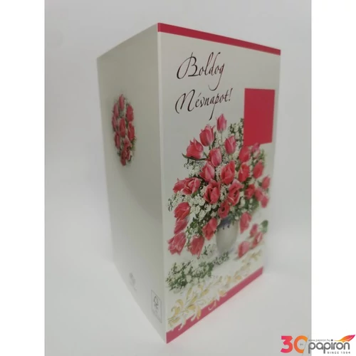 Képeslap 7 ARGUS 15-6463 Névnap női pink tulipán csokor