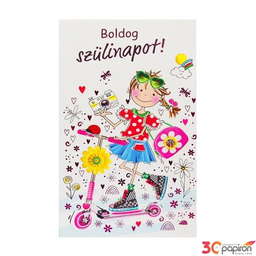 Képeslap 7 ARGUS 17-6035 Szülinap kislány rollerrel zsebe