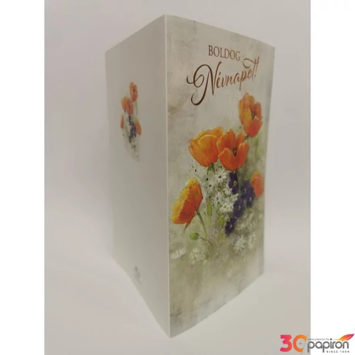 Képeslap 8 ARGUS 15-6513N Névnap női pipacs csokor