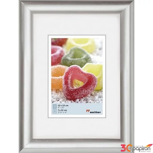 Képkeret 10x15cm Trendstyle ezüst műanyag álló/fekvő képkeret 690-KV015S