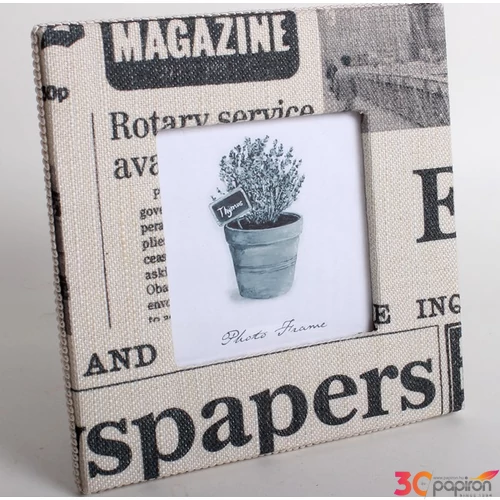 Képkeret fa 17x17cm textillborítással, fodorral díszítve 324452