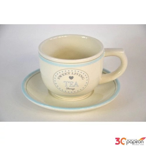 Kerámia CSÉSZE+ALJ M:6,5CM ÁTM:12CM 219ML Sweet living