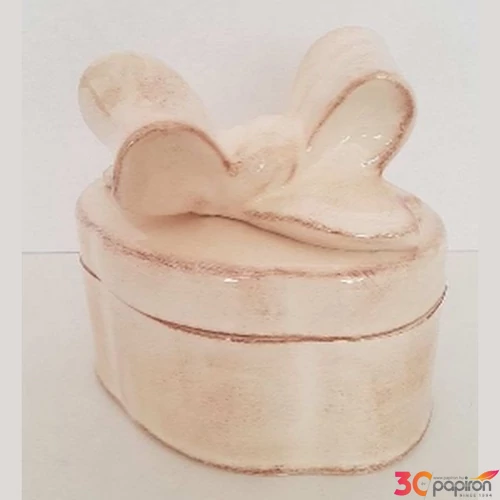 Kerámia doboz 15,5x11,5x15cm Romantik natúr ovál,kézzel festett