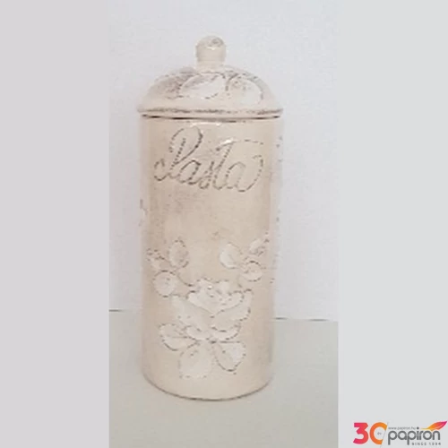 Kerámia pastatartó 10,5x26cm Domború mintás virágos natúr kézzel festett