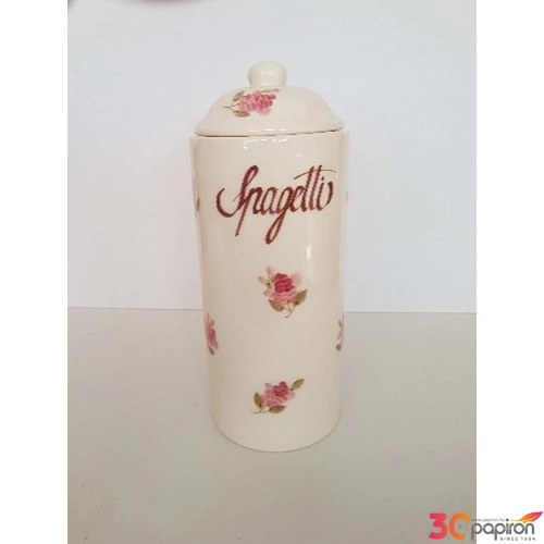 Spagettitartó kerámia 12x30cm Violin rózsás, kézzel festett kézzel festett