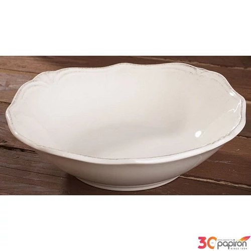 Kerámia tál antikolt 22cm krém színű liliom mintás porcelán