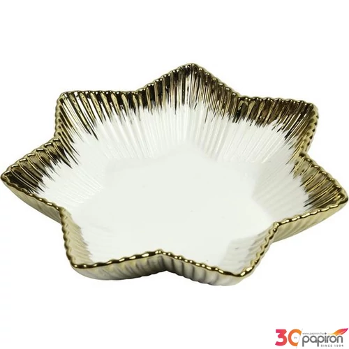 Kerámia tálaló tál fehér arany 18,5x18,5x4cm SDDST5 élethű
