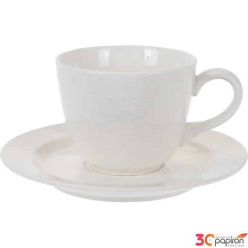 Porcelán csésze+alj 235ml Fehér csésze:7x8,5cm, tál:1,5x15,5cm