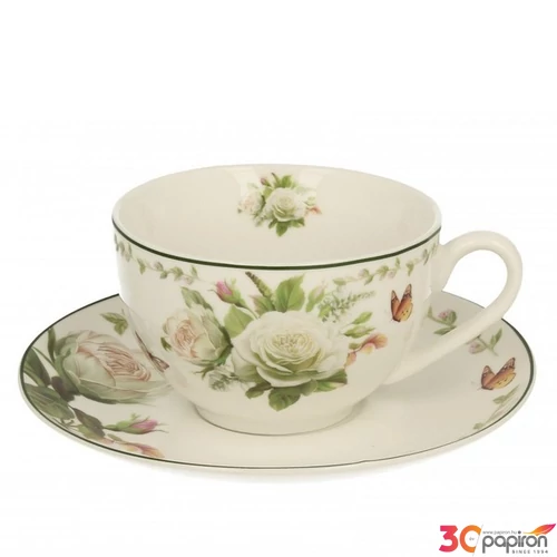 Kerámia teás csésze EDITH 1-1db 250ml-es teáscsésze + alj 1személyes kerámia teás szett Rózsás