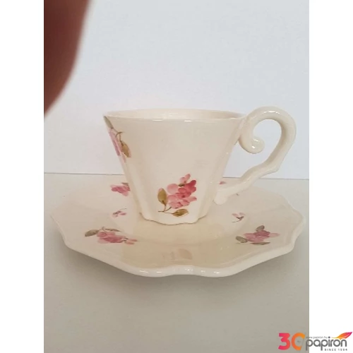 Csésze teás Porcelán 3dl Violin rózsás, kézzel festett