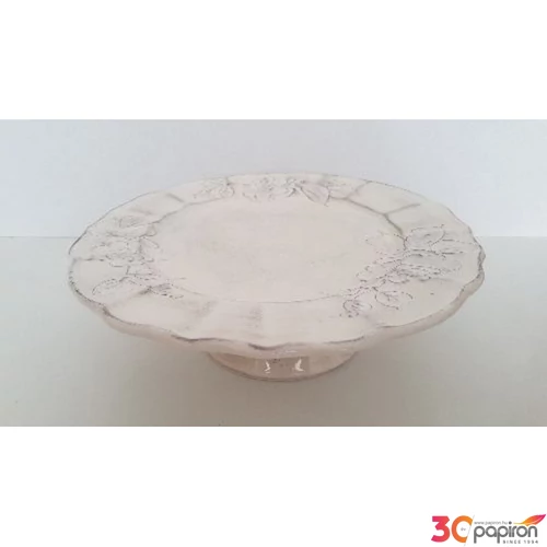 Tortatál Porcelán 28x9cm virágos natúr, kézzel festett