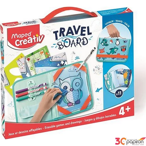 Készségfejlesztő készlet Maped Creativ Travel Board törölhető tábla átlátszó, táskával, állati móka