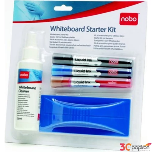 Fehértábla kezdőkészlet Nobo 3marker+törlő+tisztító folyadék Prezentáció NOBO 34438861