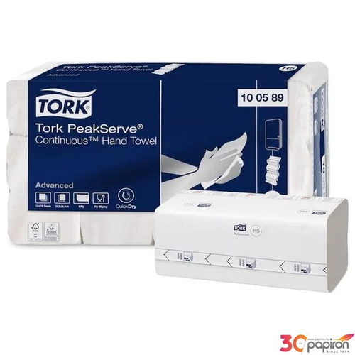 Kéztörlő hajtogatott H5 rendszer 1 rétegű Advanced TORK PeakServe" fehér-szürke nyomat