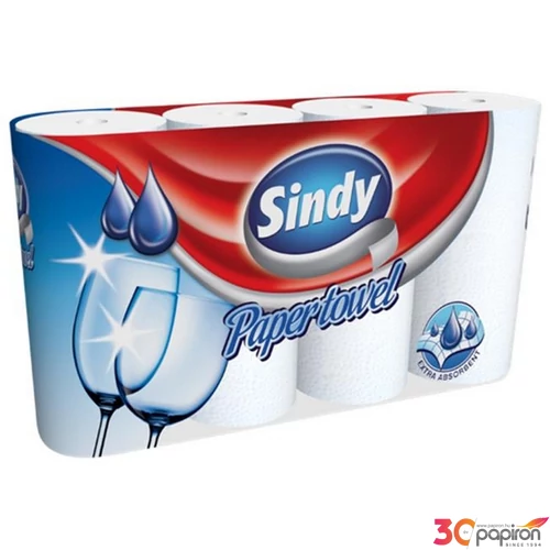 Kéztörlő hengeres Sindy újrahasznos 2rétegű 4tekercs/csomag 2rétegű 4tek/csom