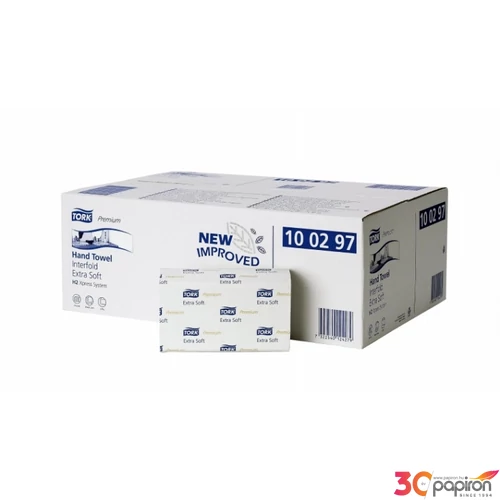 Kéztörlő hajtogatott Tork Premium Interfold ext.soft, ext.fehér 10 2rétegű H2 rendszerhez 21cso/kar 100297