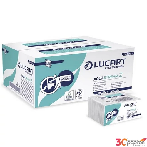 Kéztörlő Z hajtogatott 2 2 rétegű 242lap LUCART Aquastream fehér