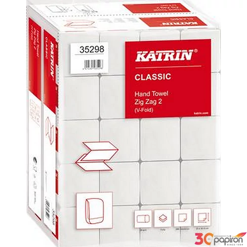 Kéztörlő Z hajtogatott KATRIN 2 rétegű, 200 lap KATRIN, fehér KHH375H