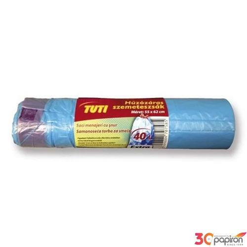Szemeteszsák 40l Tuti húzózáras 15db/csomag KHT198