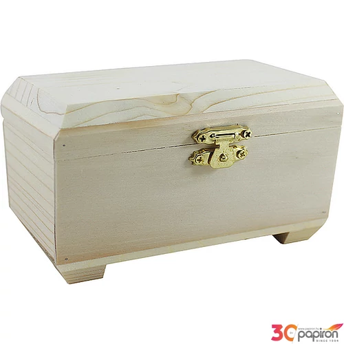 Fa Kincses láda lapos tetejű 15x9x9cm tömör fa