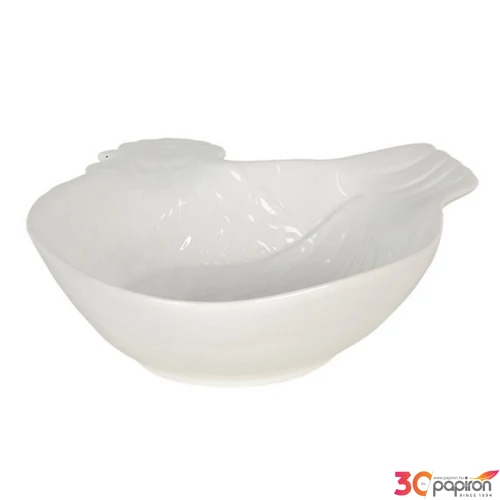 Kínálótál Porcelán kakasos 23x26x7cm, fehér