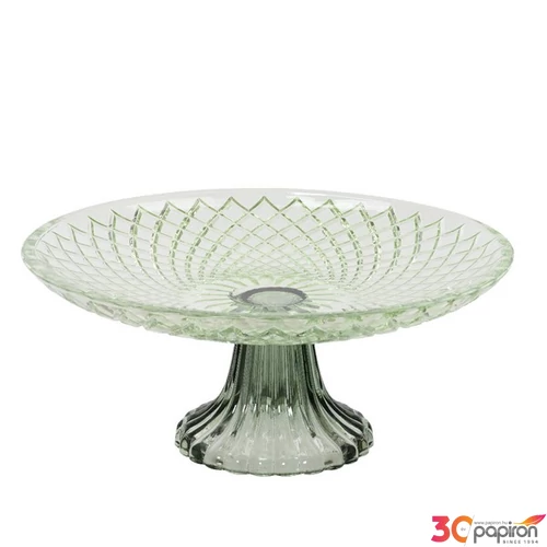 Kínálótál tortás tálca 24' üvegből menta zöld dombor nyomott minta 25x10,5 cm sdkae