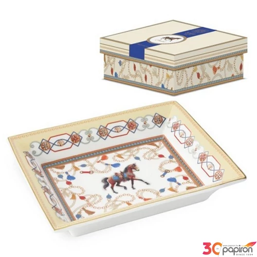 Kínálótálca porcelán 19,5x15,5cm Cheval dobozban,
