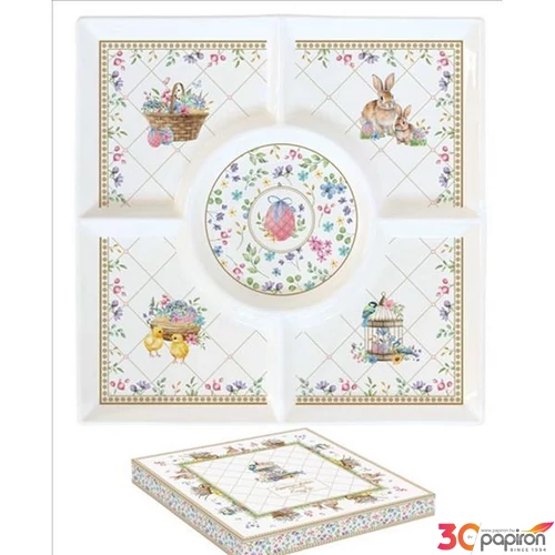 Kínálótálca porcelán 25x25cm, Spring Bloom dobozban,