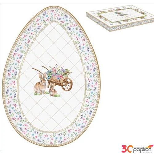 Kínálótálca porcelán 30x21cm, Spring Bloom tojás formájú dobozban,