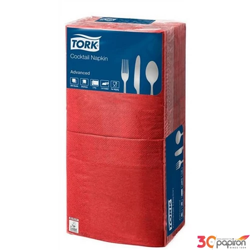 Koktélszalvéta 45661 hajtogatott 2 rétegű 23,8x24cm Advanced TORK  Cocktai  vörös