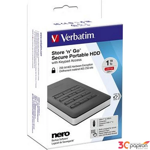 Kölső memória SSD 1TB VERBATIM Store`n`Go, USB3.1 fekete Adattárolók VERBATIM 53230
