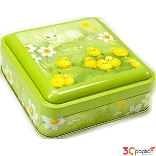Konyhai fém díszdoboz Chicks Garden 105x105x33mm 