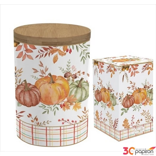 Konyhai tároló porcelán Harvest bambusz fedéllel, 11x16cm, dobozban
