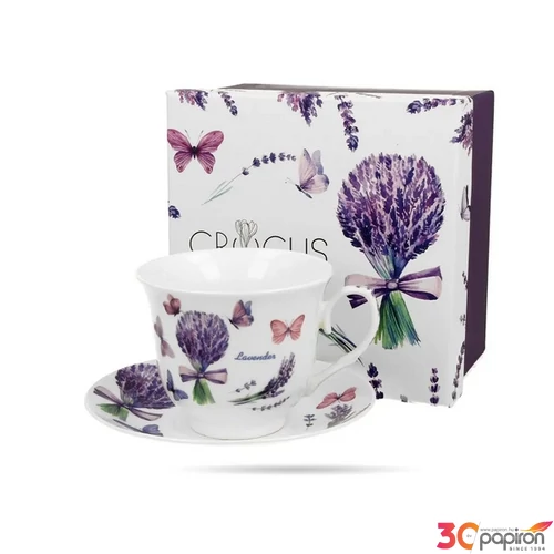 Csésze+alj Porcelán 250ml dobozban, Violet